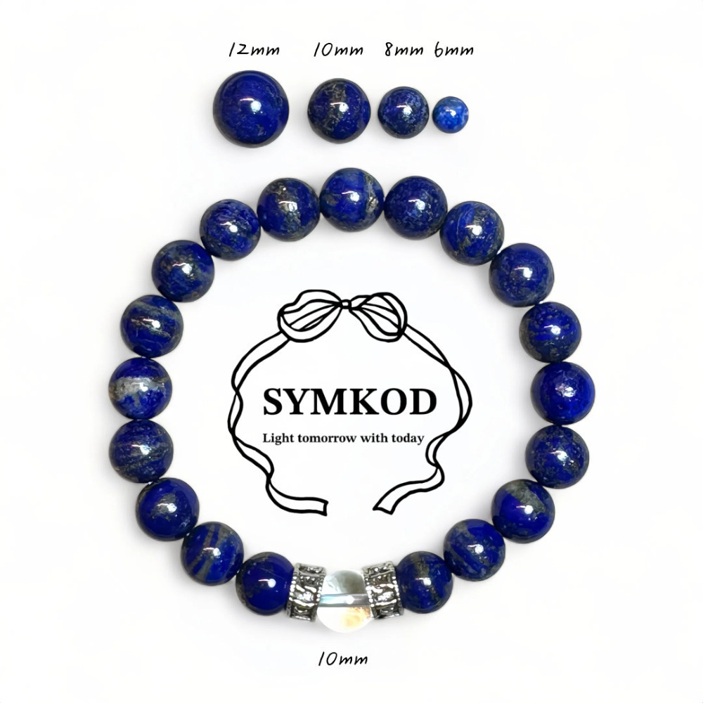 [辛‧寇德]天然青金石+白水晶+六字大明咒 手珠串珠手串 專注沉靜安穩磁場守護能量 適合開會開工考試 贈消磁石與收納盒-規格圖8