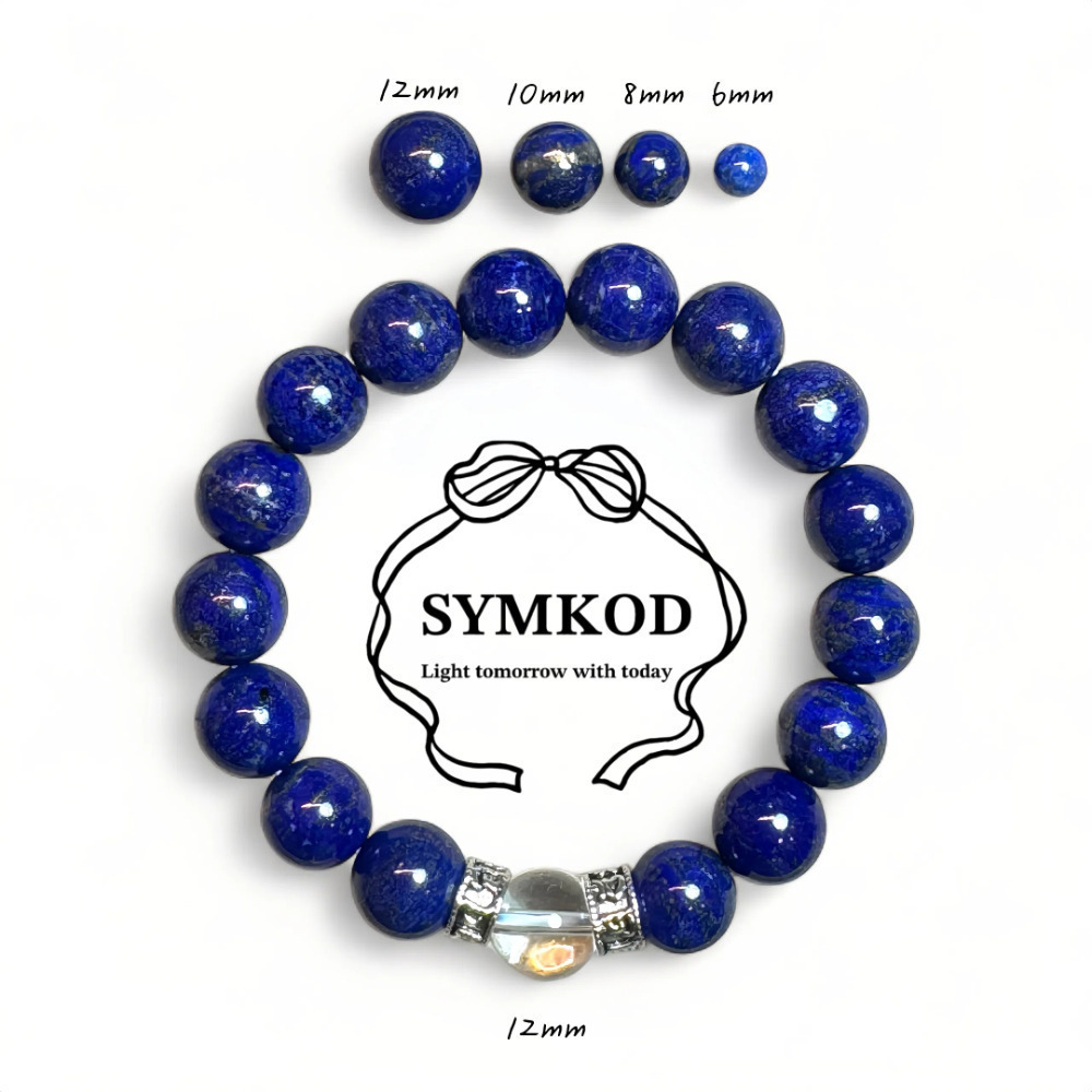 [辛‧寇德]天然青金石+白水晶+六字大明咒 手珠串珠手串 專注沉靜安穩磁場守護能量 適合開會開工考試 贈消磁石與收納盒-規格圖8