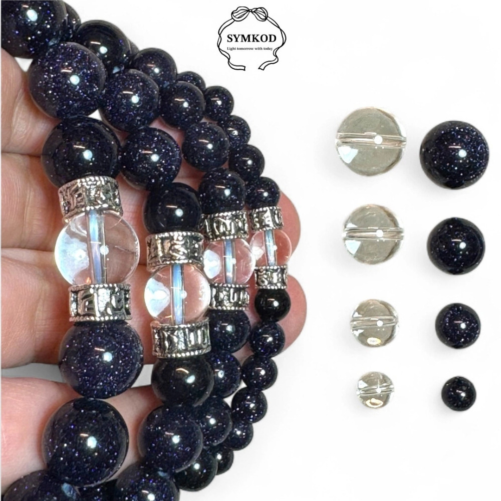 [辛‧寇德]天然藍砂石+白水晶+六字大明咒 手珠串珠手串 專注沉靜安穩磁場守護能量 適合開會開工考試 贈消磁石與收納盒-細節圖5