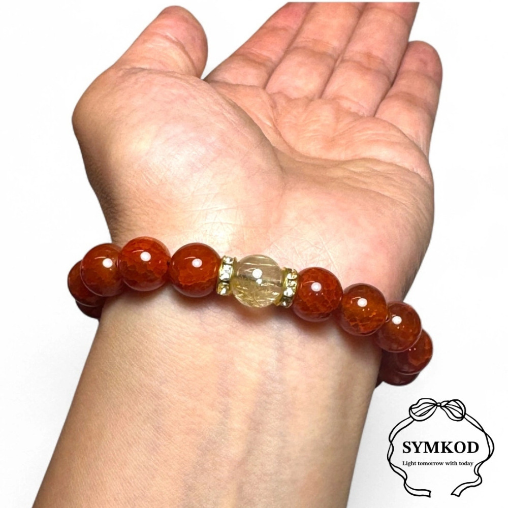 [辛‧寇德]爆紋紅瑪瑙手珠串珠帶來自信果斷六字大明咒守護或金鈦晶聚財招貴人 週二商務簽約 台灣在地手串贈消磁石及收納盒-細節圖3