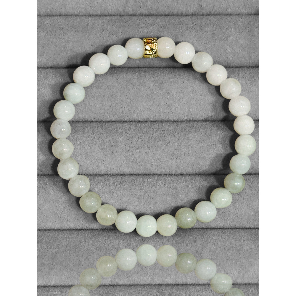 [辛‧寇德]天然白翡翠能量手珠串珠 適合所有星座 台灣在地手串 鑲入六字大明咒 正能量轉運 贈消磁石及收納盒 宜送禮自用-細節圖2