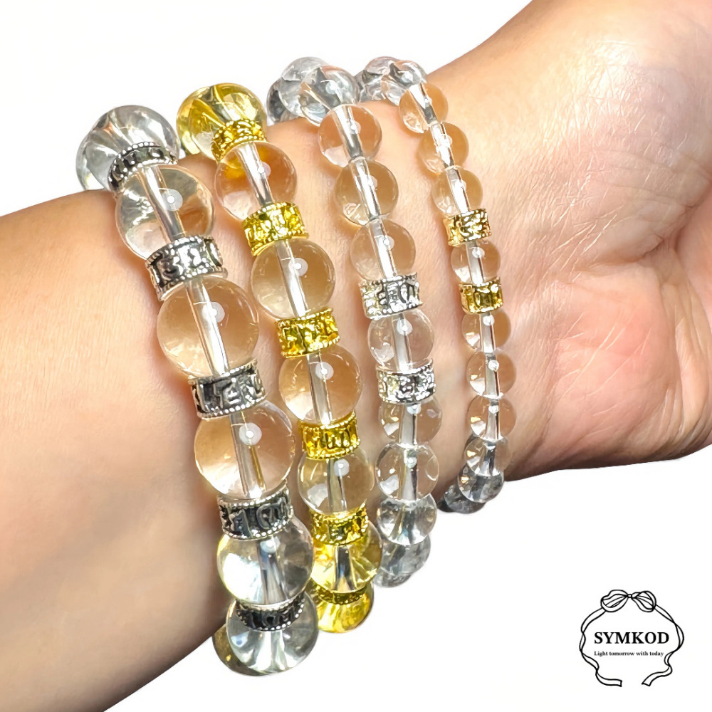 [辛‧寇德]天然白水晶手鍊 六字大明咒 能量串珠手串  助溝通表達交流 學習考試  開運招財 台灣手作附消磁石及收納盒-細節圖6