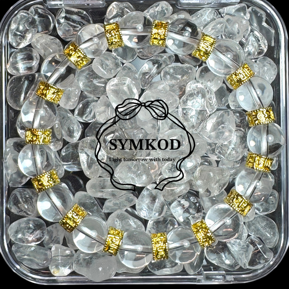 [辛‧寇德]天然白水晶手鍊 六字大明咒 能量串珠手串  助溝通表達交流 學習考試  開運招財 台灣手作附消磁石及收納盒-細節圖7