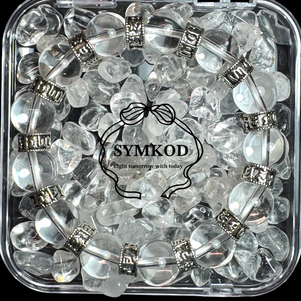 [辛‧寇德]天然白水晶手鍊 六字大明咒 能量串珠手串  助溝通表達交流 學習考試  開運招財 台灣手作附消磁石及收納盒-細節圖8