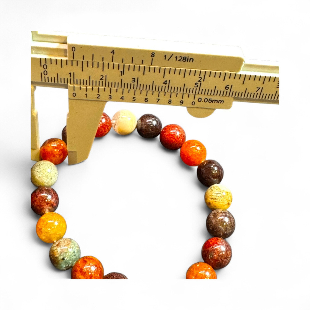 日系秋楓彩幽靈手鍊 暖橘色調 橘棕米白天然色澤 招財旺人氣 台灣手作僅此1條 快速出貨附禮盒 送禮自用皆宜-細節圖2