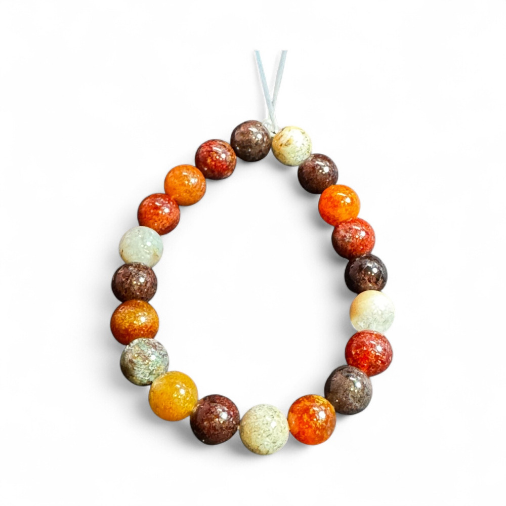 日系秋楓彩幽靈手鍊 暖橘色調 橘棕米白天然色澤 招財旺人氣 台灣手作僅此1條 快速出貨附禮盒 送禮自用皆宜-細節圖3