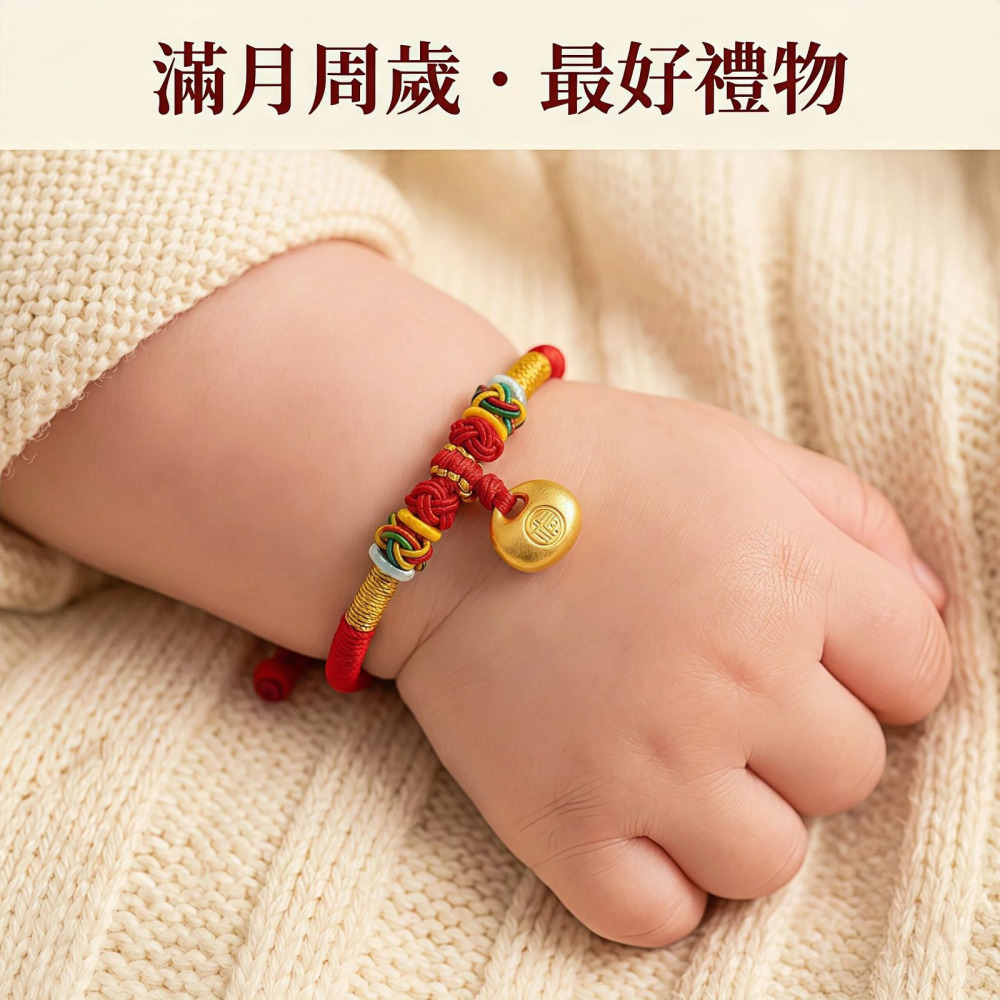 寶寶半成品手繩 DIY手工穿珠 五彩金剛結紅繩 嬰兒彌月禮 轉運保平安 舒適親膚 可穿硬金飾品 兒童開運手鍊-細節圖4