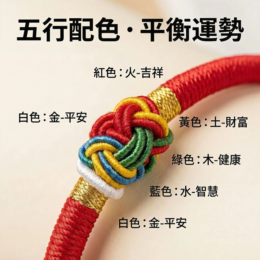 寶寶半成品手繩 DIY手工穿珠 五彩金剛結紅繩 嬰兒彌月禮 轉運保平安 舒適親膚 可穿硬金飾品 兒童開運手鍊-細節圖7