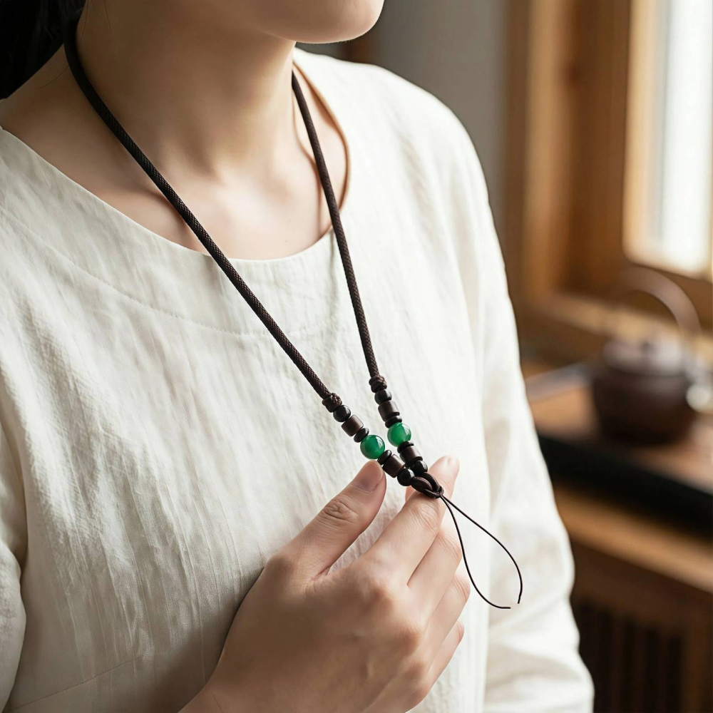 天然瑪瑙項鍊繩 多款可選 虎眼石 石榴石 黑瑪瑙 菩提根 手工編織吊墜繩 玉佩掛繩 替換繩 珠寶線 翡翠蜜蠟-細節圖4