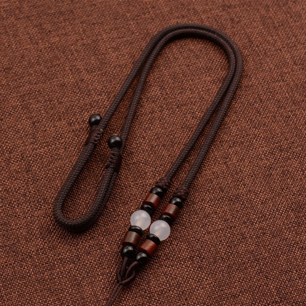 天然瑪瑙項鍊繩 多款可選 虎眼石 石榴石 黑瑪瑙 菩提根 手工編織吊墜繩 玉佩掛繩 替換繩 珠寶線 翡翠蜜蠟-規格圖9