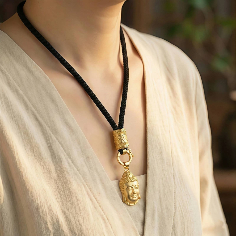 六字真言項鍊繩 免綁卡扣 手工編織 粗款吊墜掛繩 佛牌玉佩黃金貔貅繩子 男女可調節項鏈繩 快拆防斷高感替換繩-細節圖5