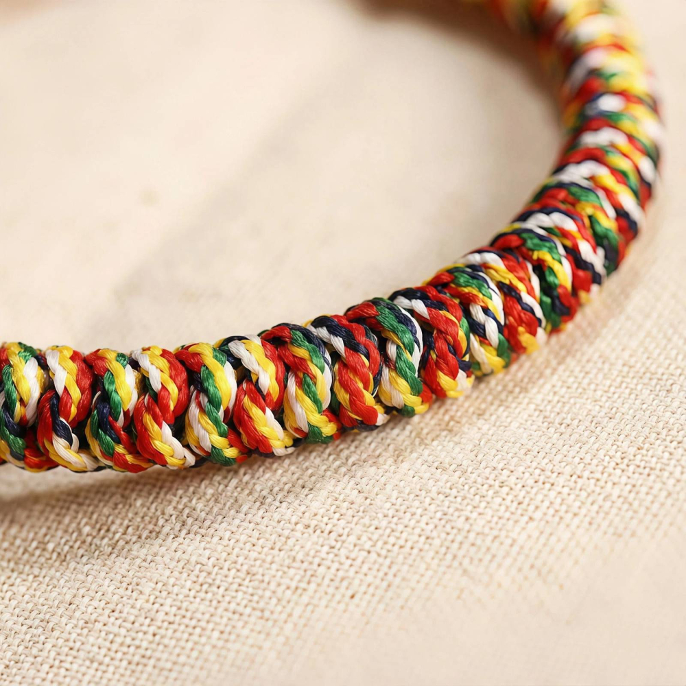藏式五彩繩 金剛結手繩 避邪開運 手工編織手鍊 本命年轉運 招財擋煞 幸運繩 情侶對鍊 可調式手環 祈福保平安-細節圖2