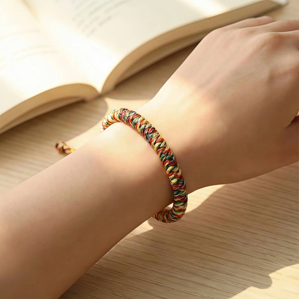 藏式五彩繩 金剛結手繩 避邪開運 手工編織手鍊 本命年轉運 招財擋煞 幸運繩 情侶對鍊 可調式手環 祈福保平安-細節圖3
