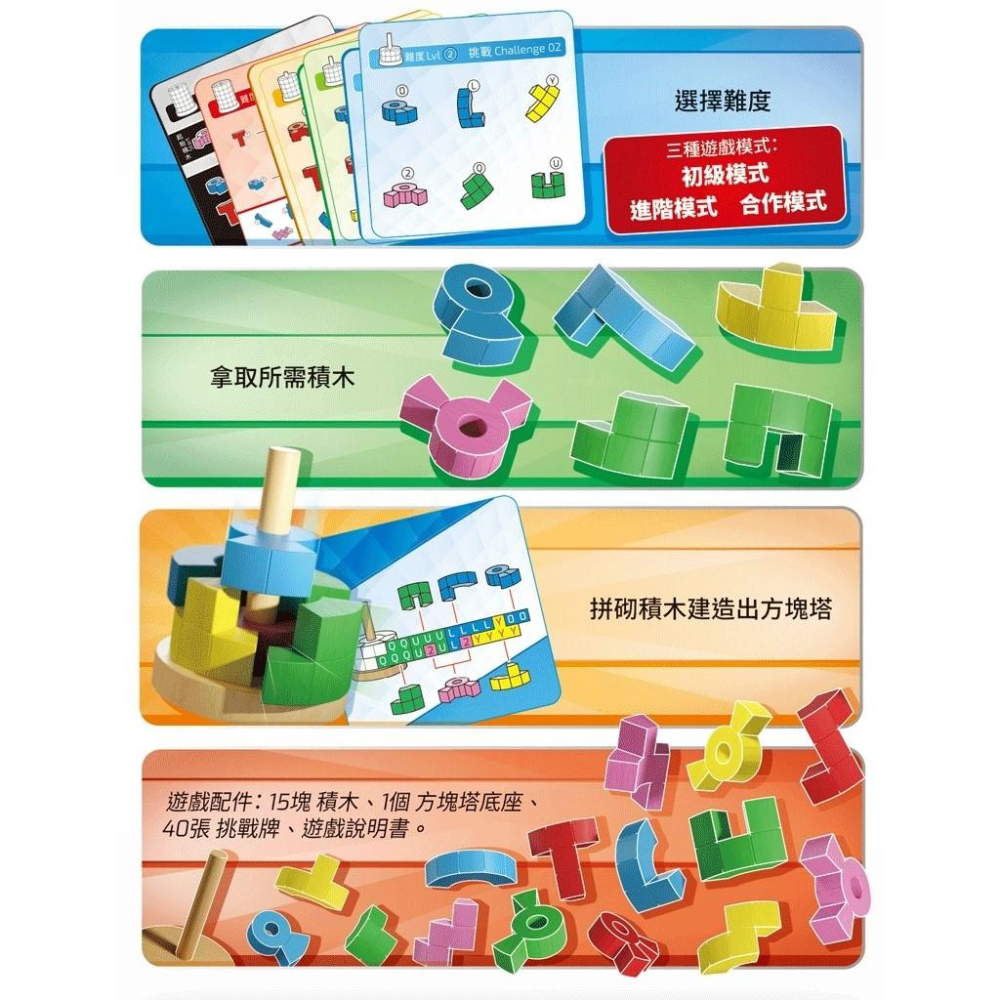 <滿千免運> 正版桌遊桌遊 百變方塊立體塔 繁體中文版-細節圖3
