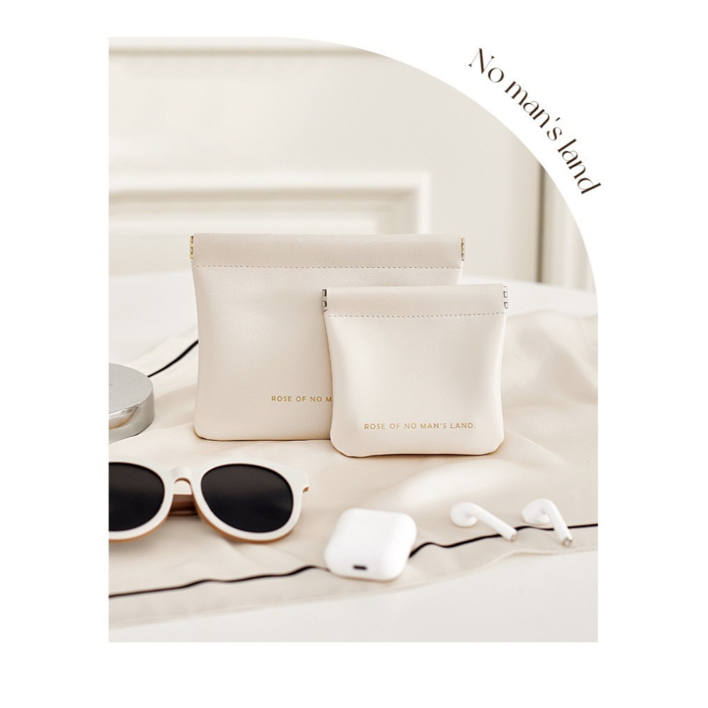 台灣現貨+快速出貨✨三種材質皮革材質收納袋、眼鏡滑鼠充電線小雜物收納袋、電鍍鐵彈片自動收合收納袋-細節圖2