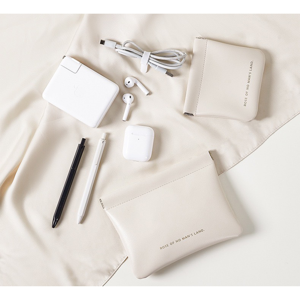 台灣現貨+快速出貨✨三種材質皮革材質收納袋、眼鏡滑鼠充電線小雜物收納袋、電鍍鐵彈片自動收合收納袋-細節圖3