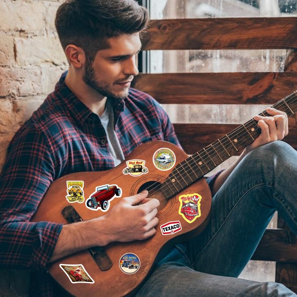 台灣現貨+快速出貨✨1套50張汽車主題貼紙、復古賽車造型貼紙、賽車海報貼紙、行李箱貼紙、裝備貼紙、生活用品貼紙-細節圖4