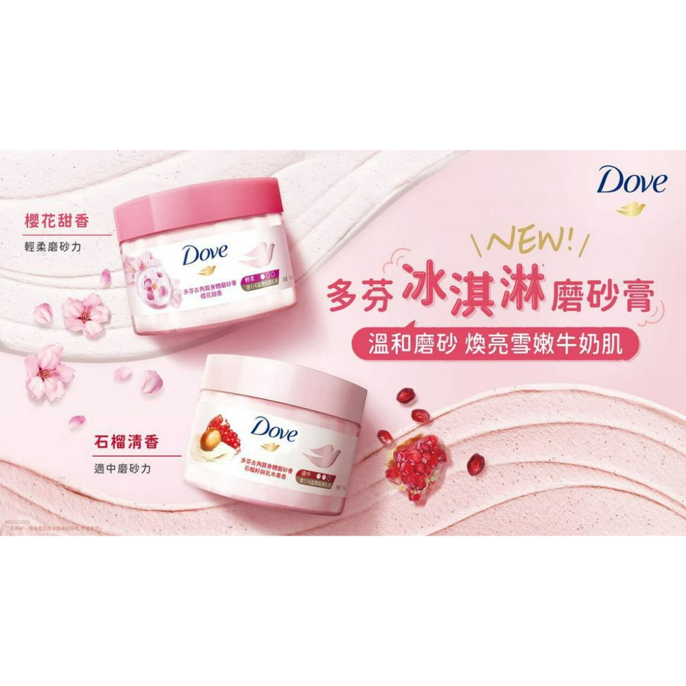 【宓羲氏美妝】DOVE 多芬去角質身體磨砂膏(石榴籽與乳木果/櫻花甜香)-細節圖2