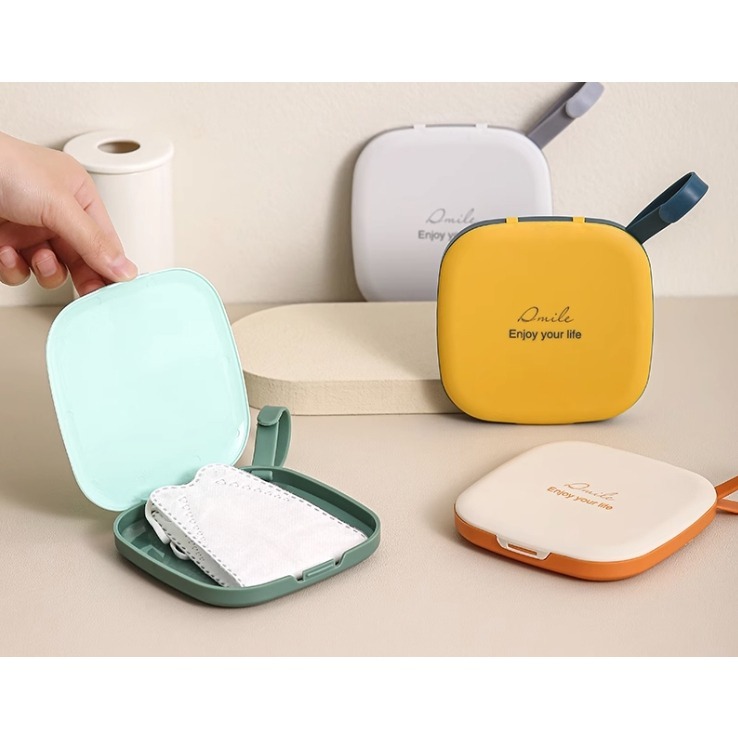 ✨愛鴨咖啡✨便攜式迷你口罩收纳盒 兒童口罩收納盒 防水防塵 随身密封盒 紙巾盒 鑰匙盒 耳機收納盒-細節圖2