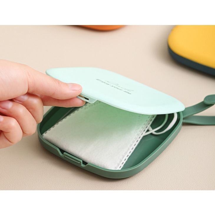 ✨愛鴨咖啡✨便攜式迷你口罩收纳盒 兒童口罩收納盒 防水防塵 随身密封盒 紙巾盒 鑰匙盒 耳機收納盒-細節圖4