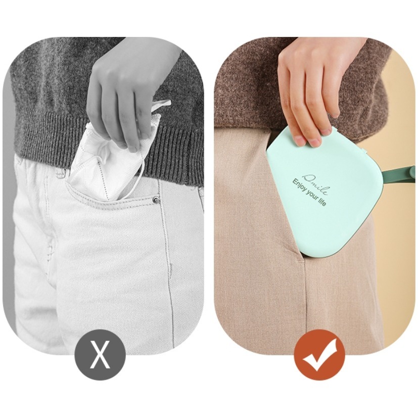 ✨愛鴨咖啡✨便攜式迷你口罩收纳盒 兒童口罩收納盒 防水防塵 随身密封盒 紙巾盒 鑰匙盒 耳機收納盒-細節圖5