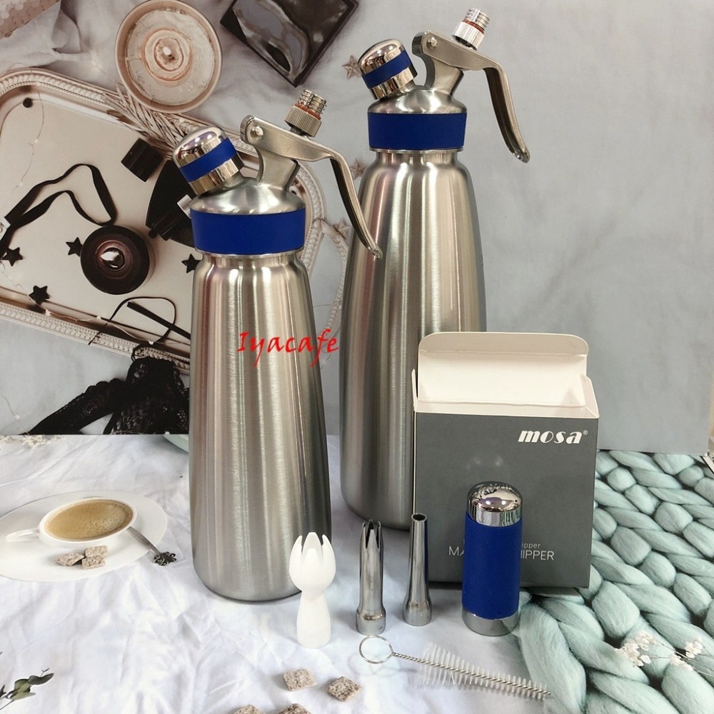 ✨愛鴨咖啡✨MOSA 全不銹鋼霧面 奶油槍 發泡槍分子料理 0.5/1.0L 附花嘴3入、毛刷1支-細節圖4