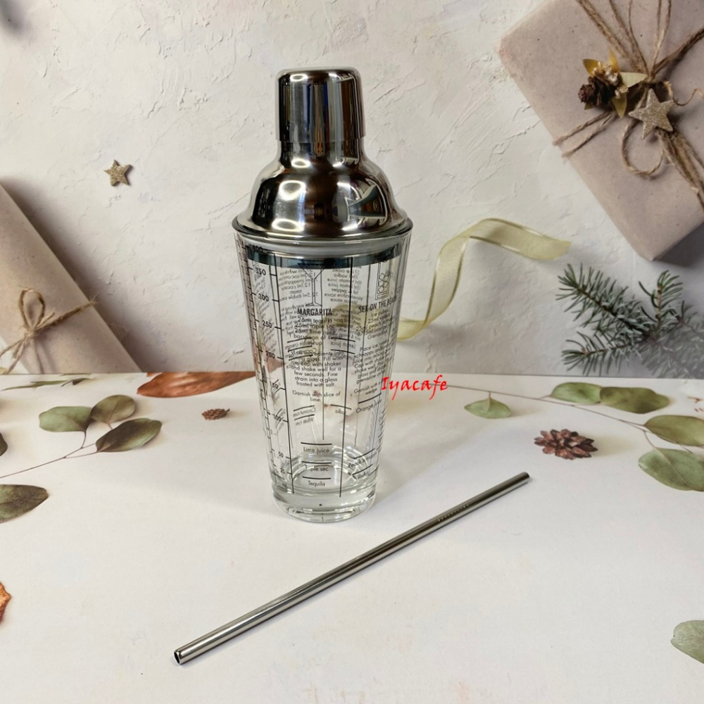 ✨愛鴨咖啡✨波斯頓 刻度 玻璃杯 調酒杯 玻璃杯 刻度杯 贈送不銹鋼吸管-細節圖2