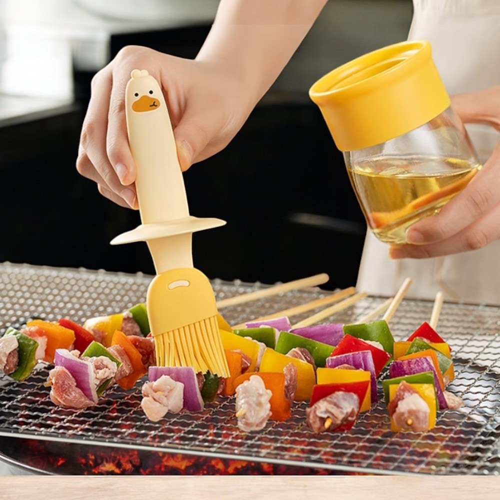 ✨愛鴨咖啡✨油刷瓶 硅膠刷+玻璃油瓶 燒烤油刷 氣炸鍋油刷-細節圖2