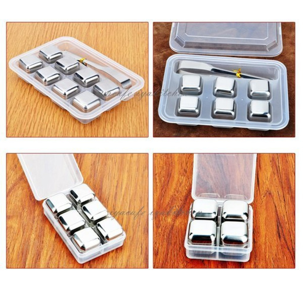 ✨愛鴨咖啡✨304不銹鋼冰塊 8入/盒 附夾子 威士忌 紅酒 白酒-細節圖4