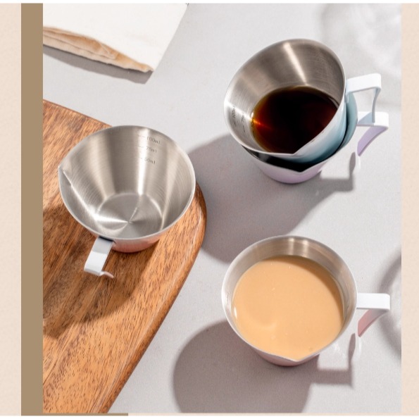 ✨愛鴨咖啡✨304不銹鋼 濃縮咖啡萃取杯 刻度量杯 奶盅 不銹鋼量杯-細節圖2