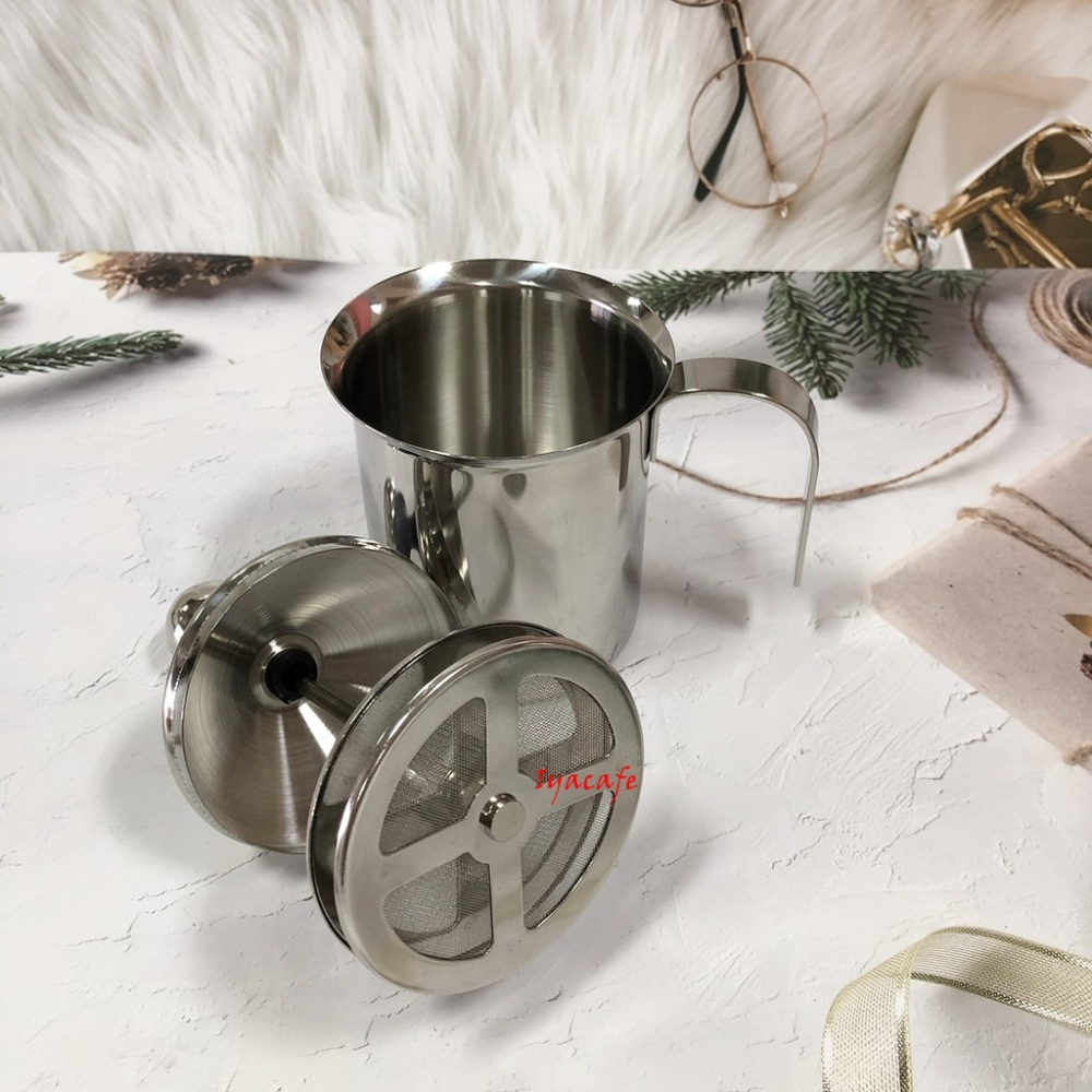 ✨愛鴨咖啡✨手動 奶泡器 發泡器 400cc/800cc 濾網可拆洗-細節圖2