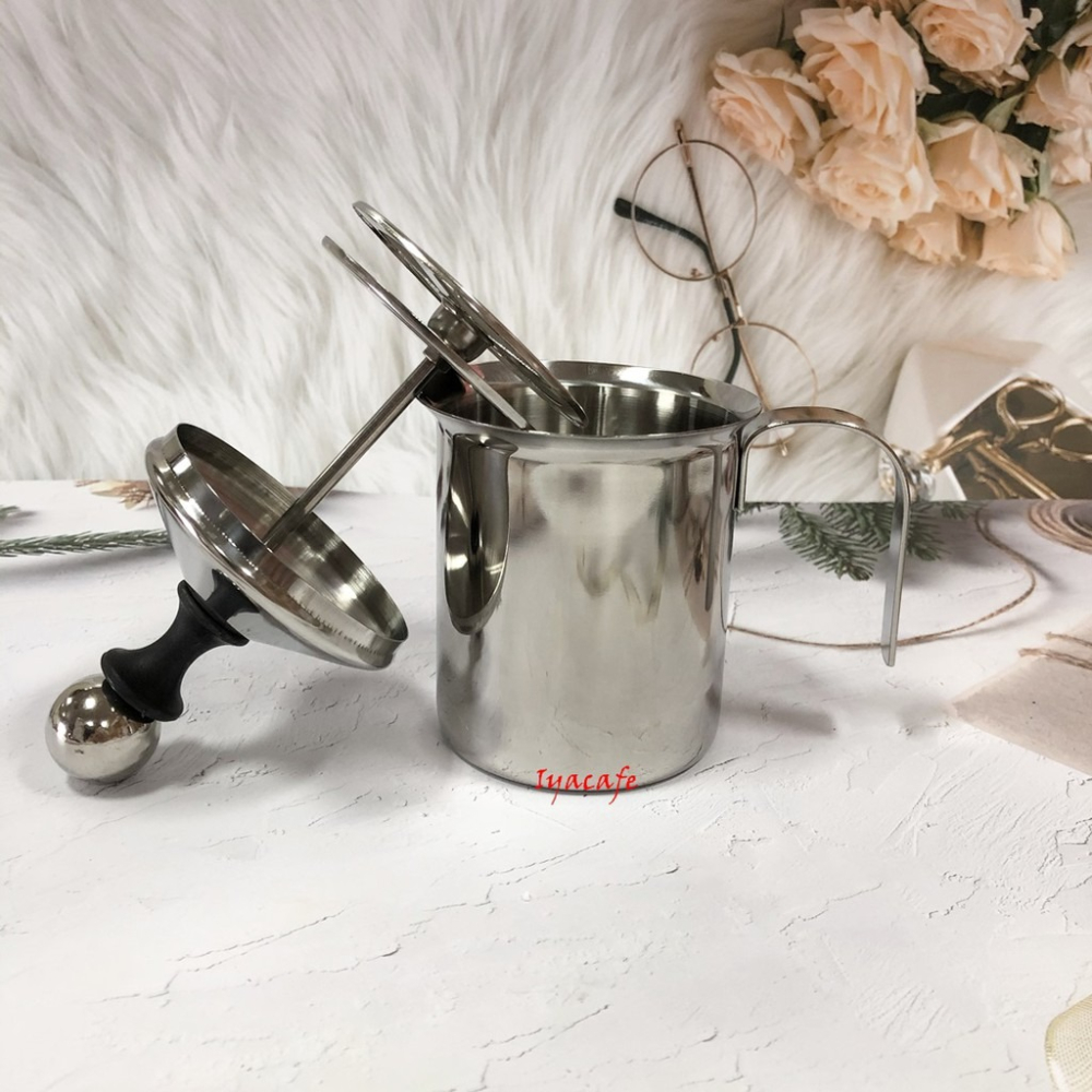 ✨愛鴨咖啡✨手動 奶泡器 發泡器 400cc/800cc 濾網可拆洗-細節圖3