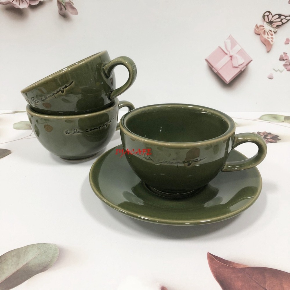 ✨愛鴨咖啡✨彩釉陶瓷 卡布其諾咖啡杯 拉花杯 咖啡杯盤組-細節圖2