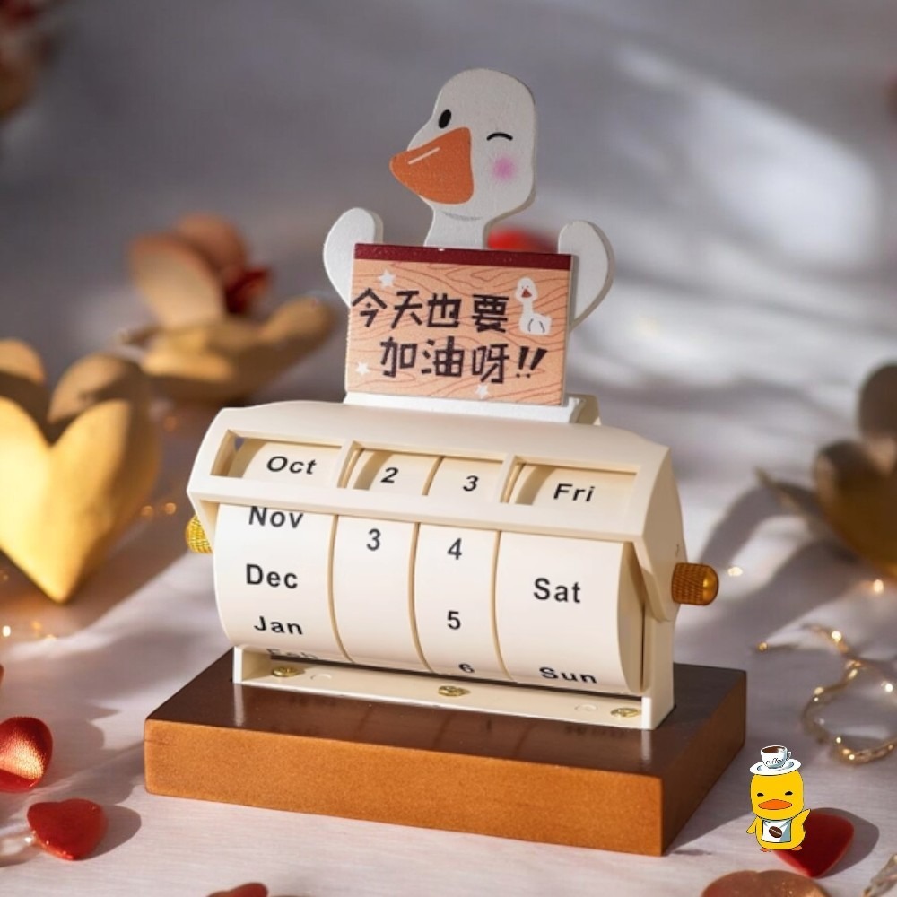 ✨愛鴨咖啡✨日系雜貨 轉輪日曆 桌上擺件 萬年曆 桌曆-規格圖3