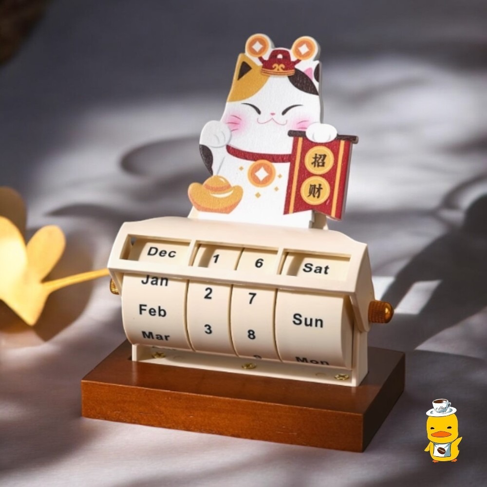 ✨愛鴨咖啡✨日系雜貨 轉輪日曆 桌上擺件 萬年曆 桌曆-規格圖3