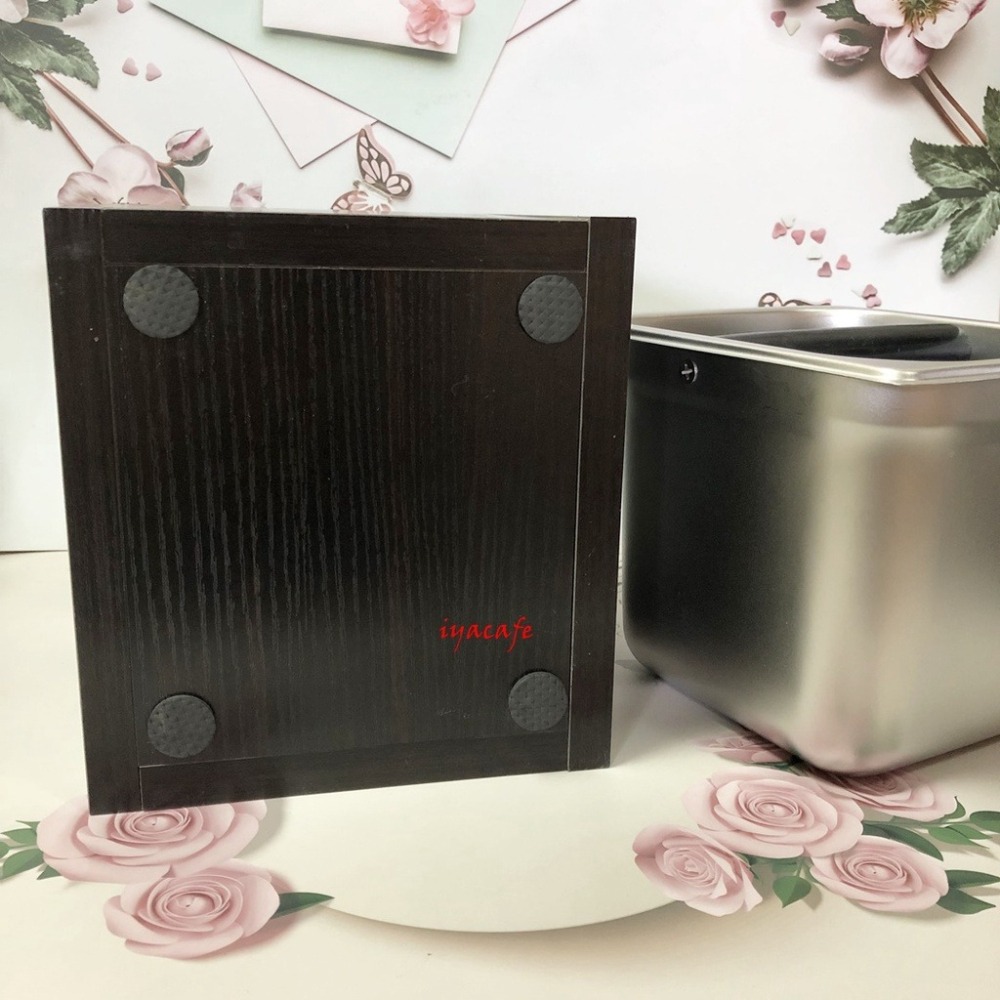 ✨愛鴨咖啡✨義式營業用渣涌 不銹鋼渣桶附木盒 敲渣盒 正方形渣桶 敲粉盒 咖啡渣桶-細節圖4
