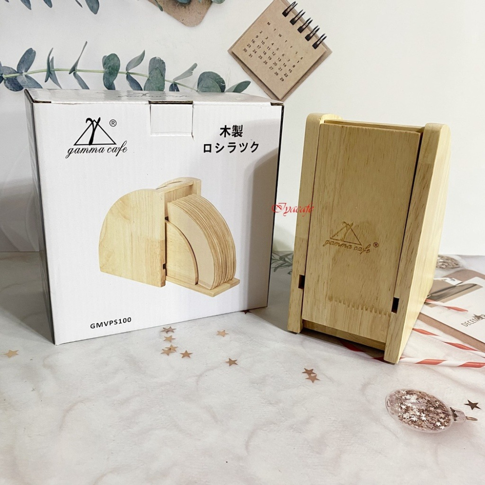 ✨愛鴨咖啡✨GAMMA CAFE 原木復古濾紙架 錐形濾紙 錐形濾紙 防塵收納盒-細節圖3