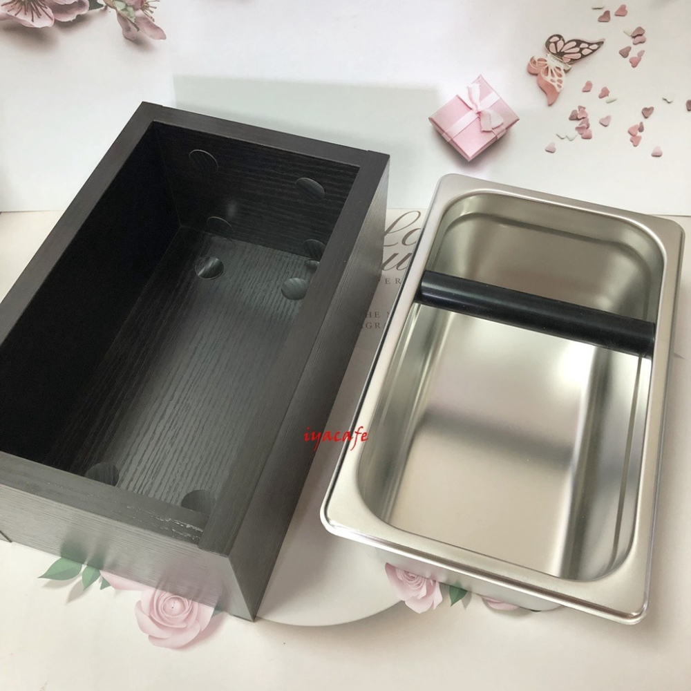 ✨愛鴨咖啡✨義式營業用渣涌 不銹鋼渣桶附木盒 敲渣盒-細節圖3