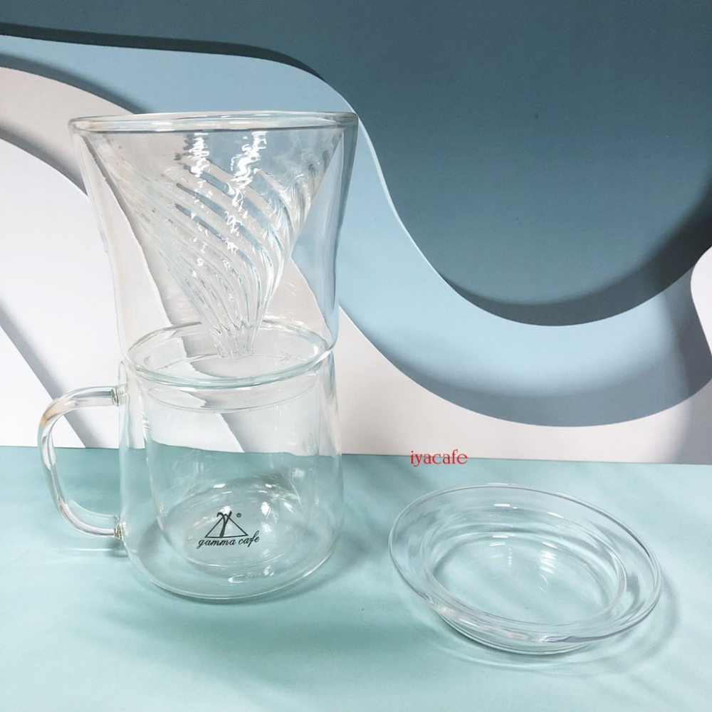 ✨愛鴨咖啡✨Gamma Cafe 晶鑽滴漏濾杯組合 玻璃濾杯+雙層馬克杯 1-2人份/240ml 獨享杯-細節圖3