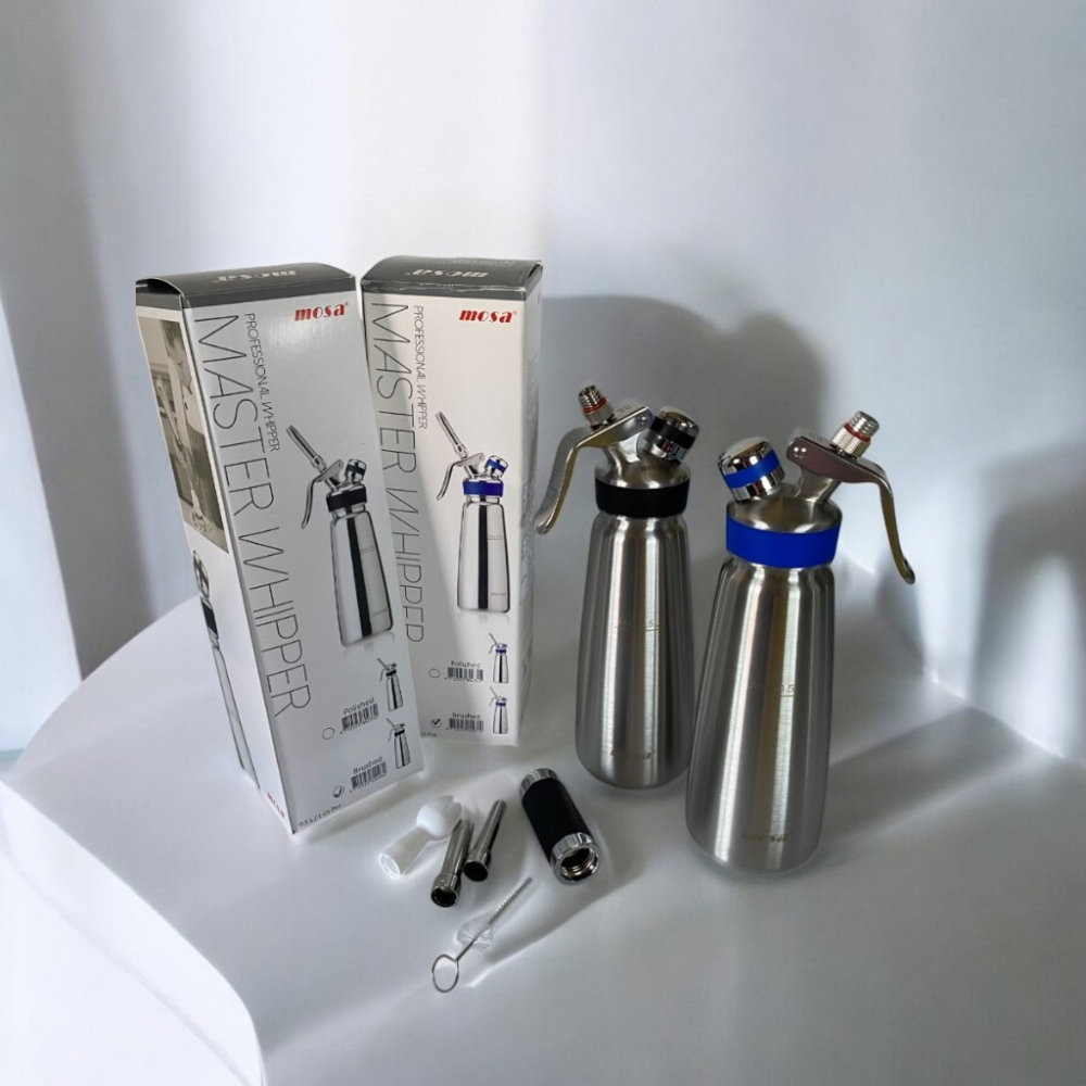 ✨愛鴨咖啡✨MOSA 奶油槍 全不銹鋼霧面 奶油槍 發泡槍 分子料理 0.5L 附花嘴3入、毛刷1支-細節圖2
