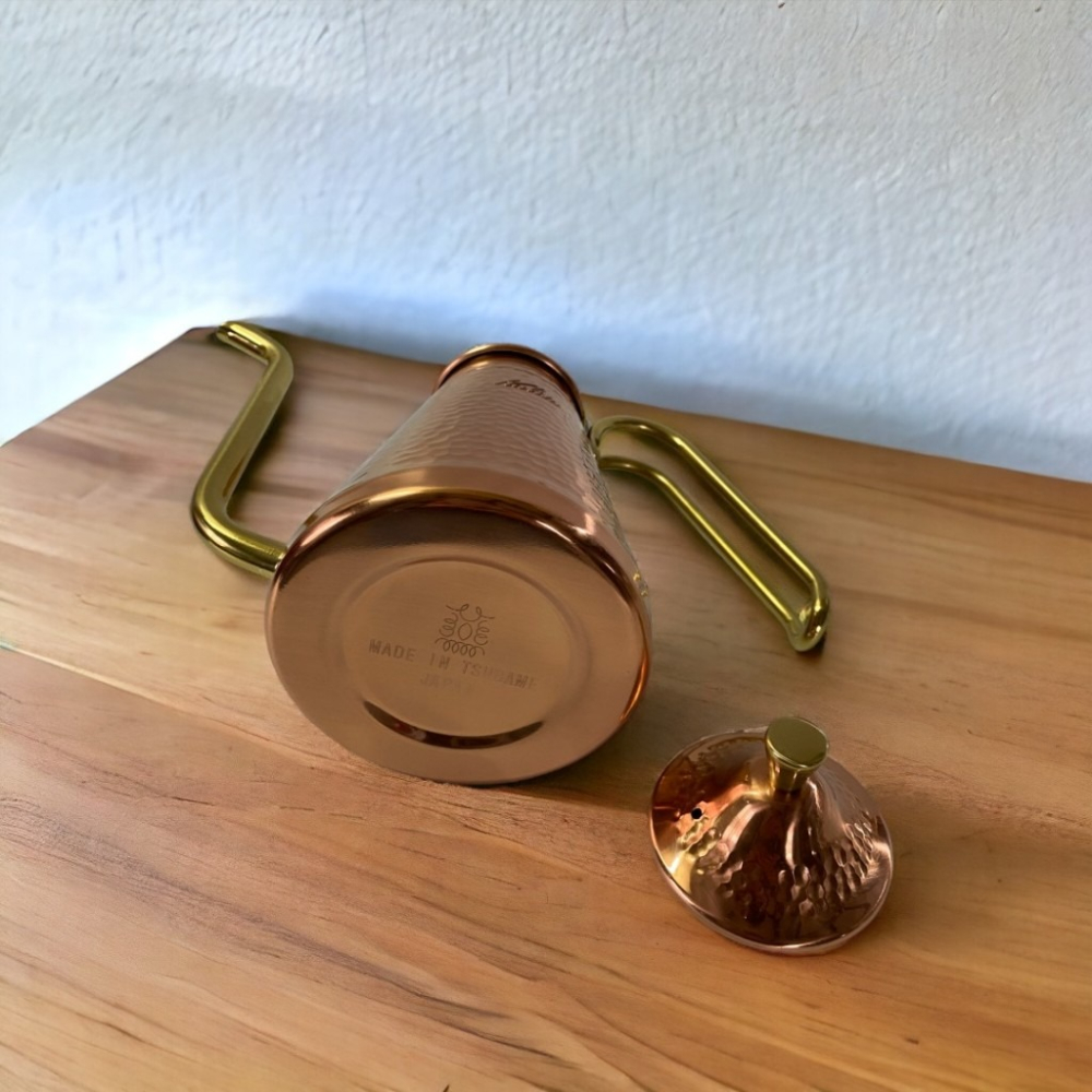 ✨愛鴨咖啡✨TSUBAME KALITA 700CU 銅製手沖壺 全銅壺 鎚木 細口銅壺 700cc-細節圖2