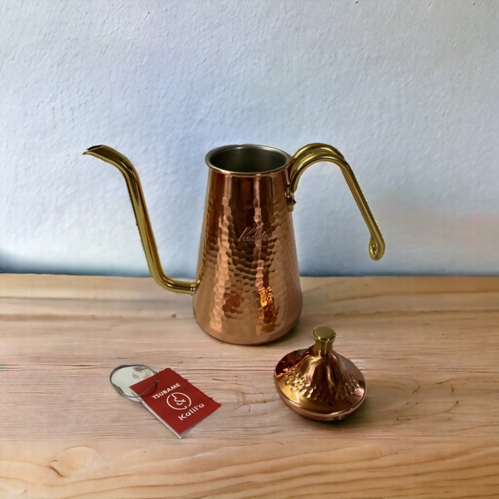✨愛鴨咖啡✨TSUBAME KALITA 700CU 銅製手沖壺 全銅壺 鎚木 細口銅壺 700cc-細節圖3