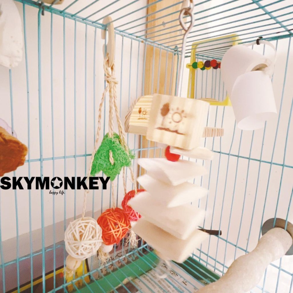 Sky Monkey☆日本 鸚鵡藤球掛串玩具 SANKO 天然玩具 啃咬玩具 鳥用天然素材玩具-細節圖6