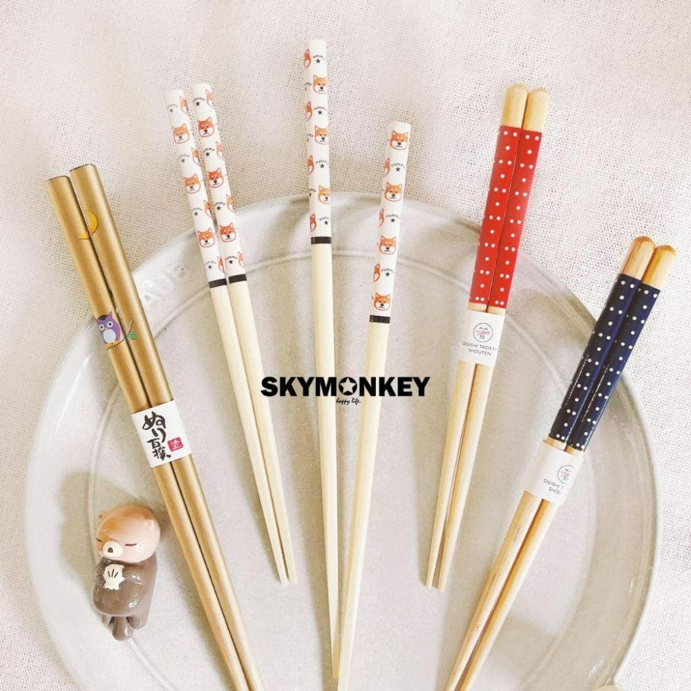 樂生活☆日本製 木筷子 圓點/柴犬/貓頭鷹 可愛動物 兒童筷子 日本筷子 日式筷子 小朋友筷子 筷子-細節圖2