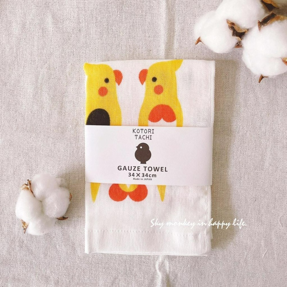 Sky Monkey 日本製 鳥仔文創兒童手帕 小方巾 KOTORITACHI 幼兒園手帕 幼稚園手帕 日本紗布手帕-細節圖5