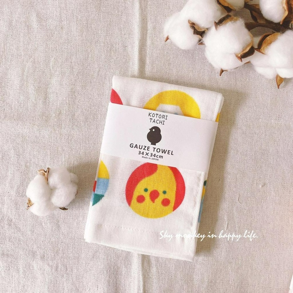 Sky Monkey 日本製 鳥仔文創兒童手帕 小方巾 KOTORITACHI 幼兒園手帕 幼稚園手帕 日本紗布手帕-細節圖7