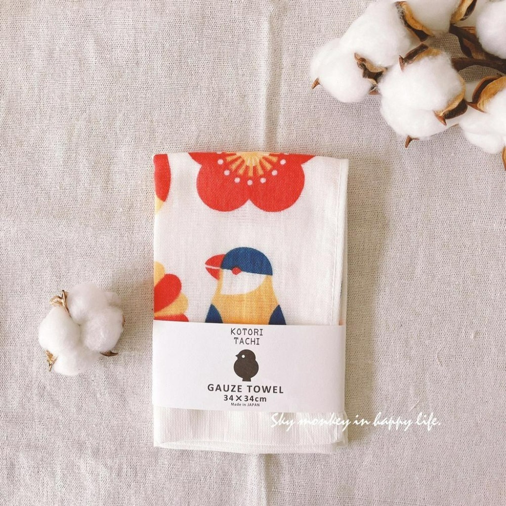 Sky Monkey 日本製 鳥仔文創兒童手帕 小方巾 KOTORITACHI 幼兒園手帕 幼稚園手帕 日本紗布手帕-細節圖9