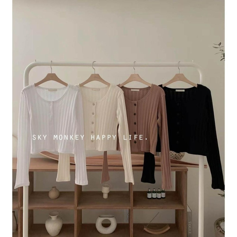 Sky Monkey 韓國 薄針織細肩帶背心外套 TIZZI 正韓女裝 針織細肩帶小可愛 薄針織小外套 針織小背心-細節圖7