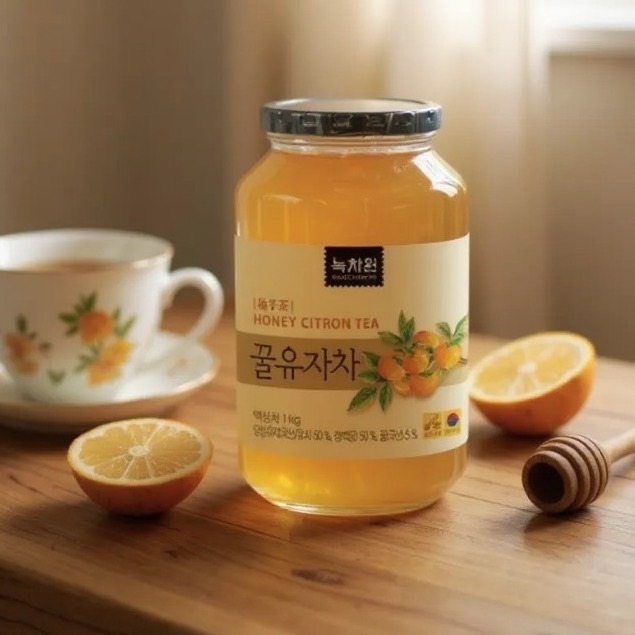 健康本味 韓國香醇養生蜂蜜柚子茶1KG 韓國 綠茶園 蜂蜜 柚子茶 水果茶 果醬【超取最多配送3罐.宅配最多12罐】-細節圖4