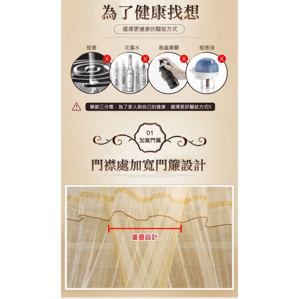 【VENCEDOR】 蚊帳 吊頂蚊帳 夏季必備 防蚊蟲叮咬 圓頂蚊帳 雙人床落地宮廷1.2米公主風 現貨 滿499免運-細節圖6